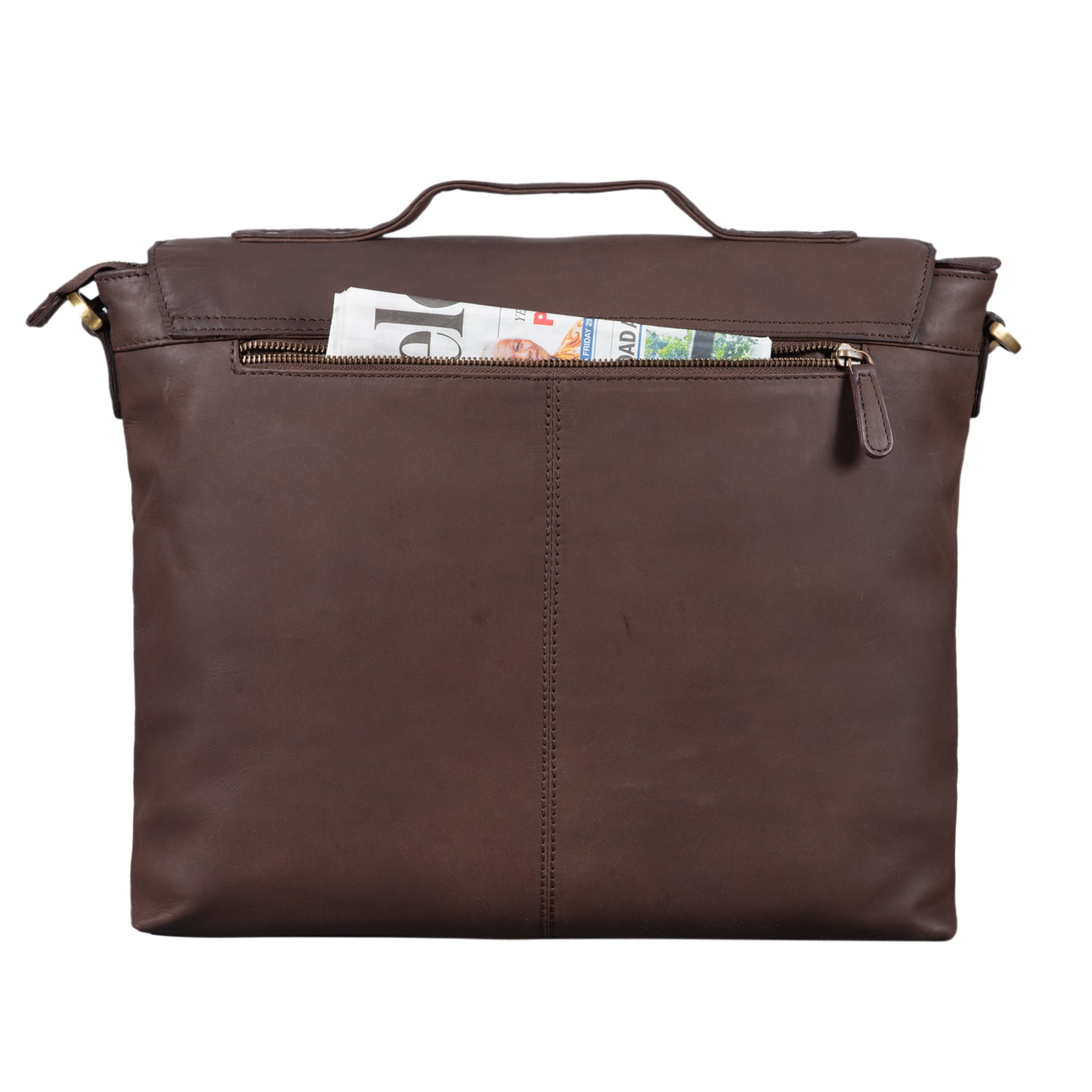 Herren Leder College Bag Vintage braun