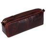 "Spencer" Vintage Læder Penalhus Med Lynlås Kosmetisk Organizer