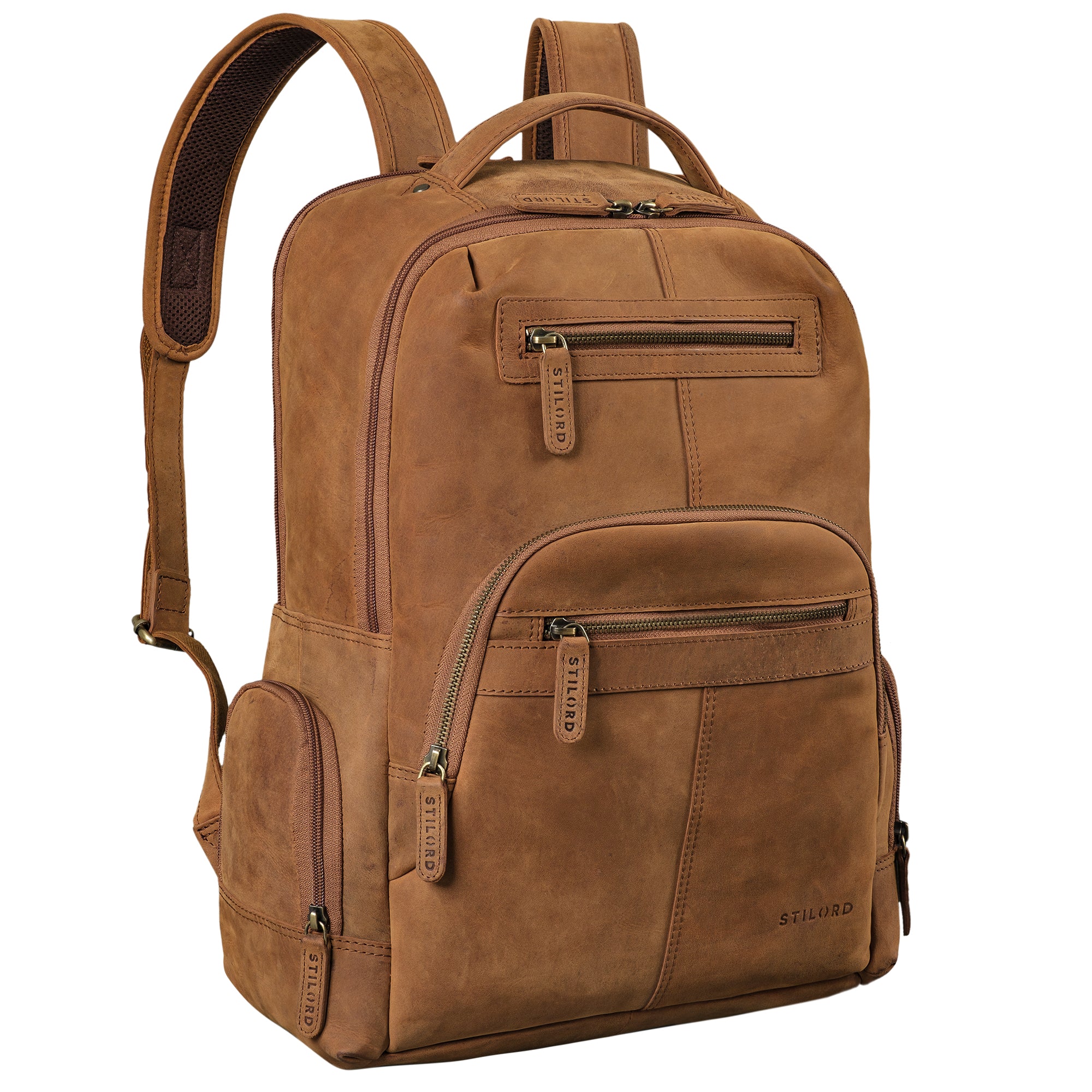 Echtleder Arbeitsrucksack 15.6 Zoll Herren Braun groß