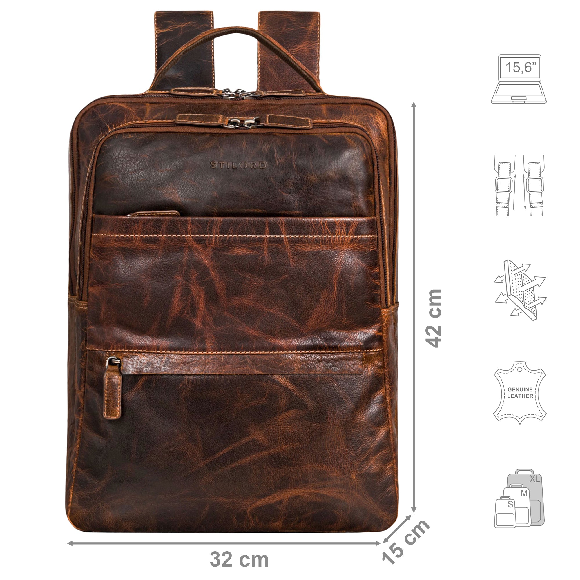 Businessrucksack dunkel braun Damen Leder groß