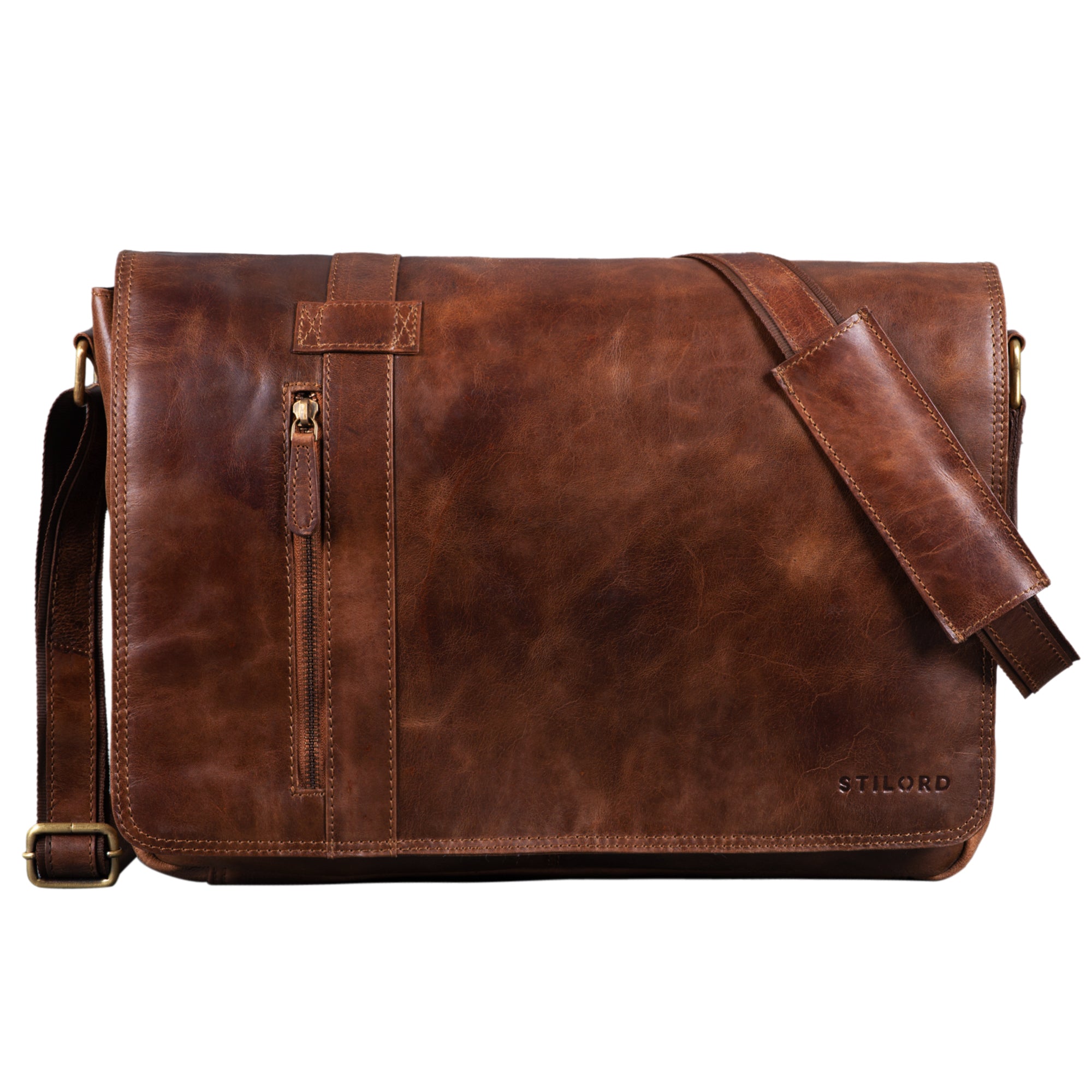 Herrentasche 15.6 Zoll Laptopfach echtes Leder