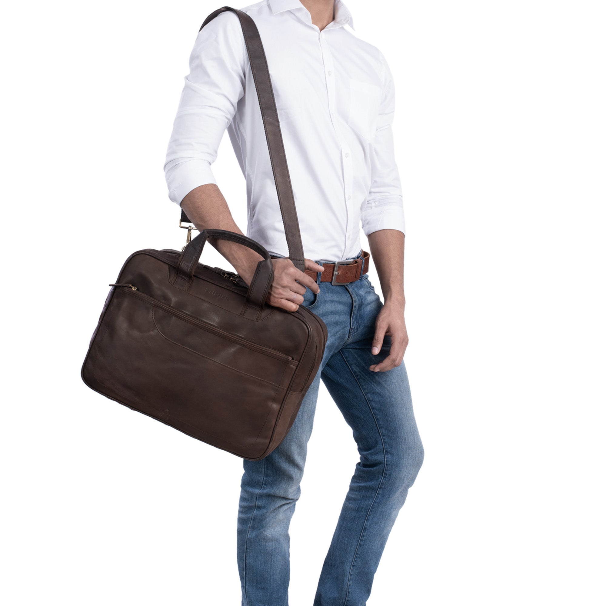 Herren Lehrertasche Leder braun