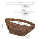 Rauleder Leder Tasche mit langem Bauchgurt braun