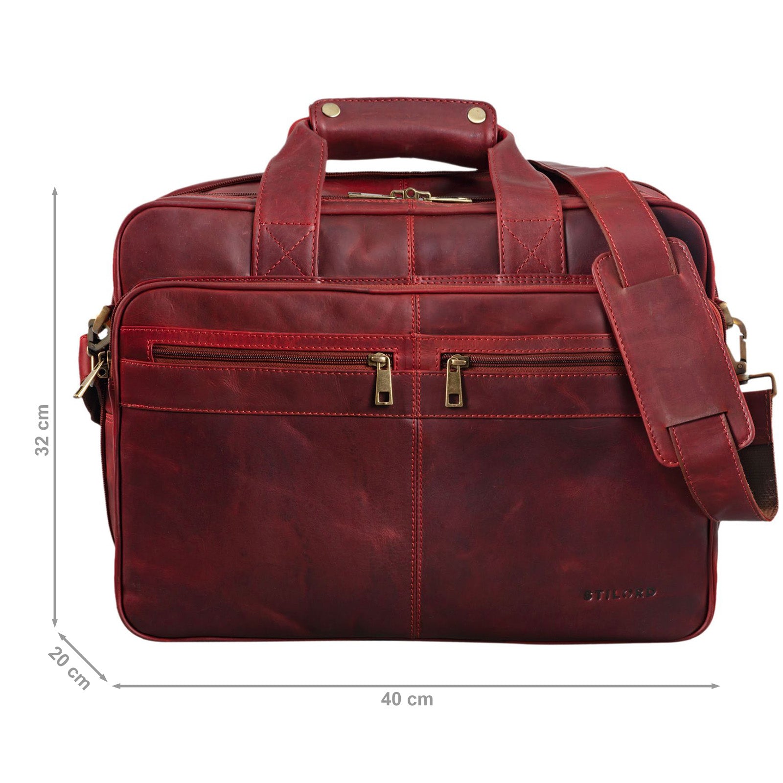 Leder Lehrertasche für Damen Vintage rot