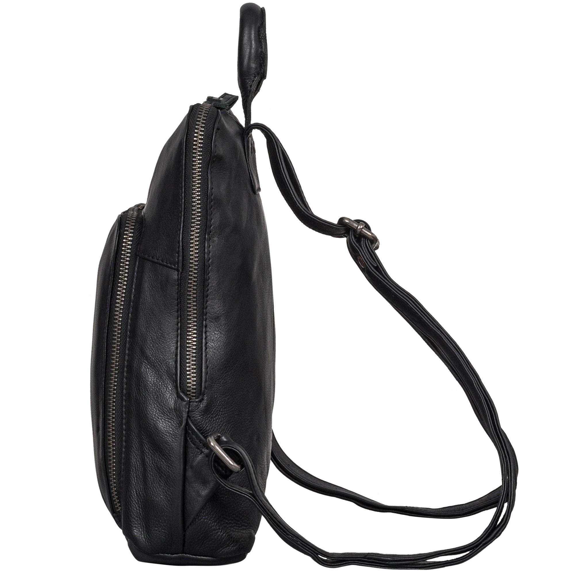 schwarzer Rucksack Damen klein Leder