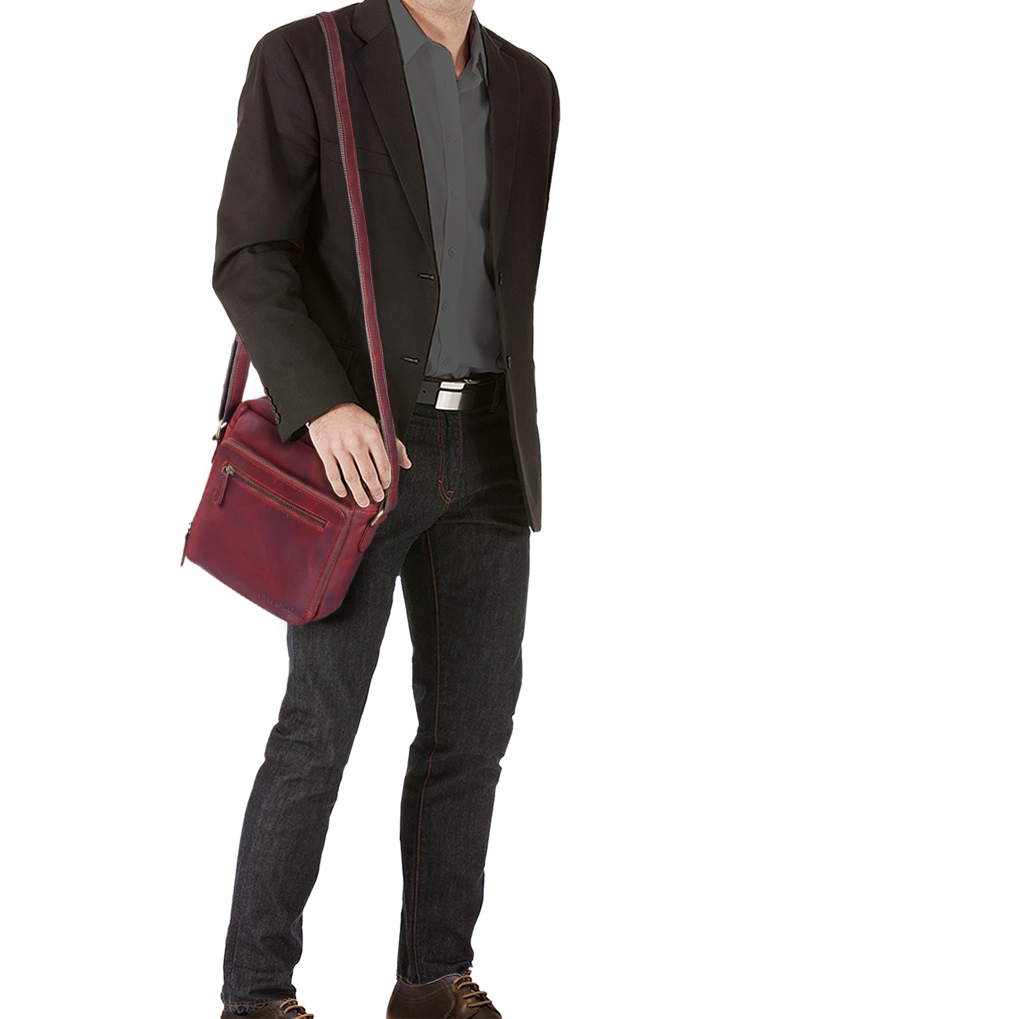 schultertasche herren leder vintage