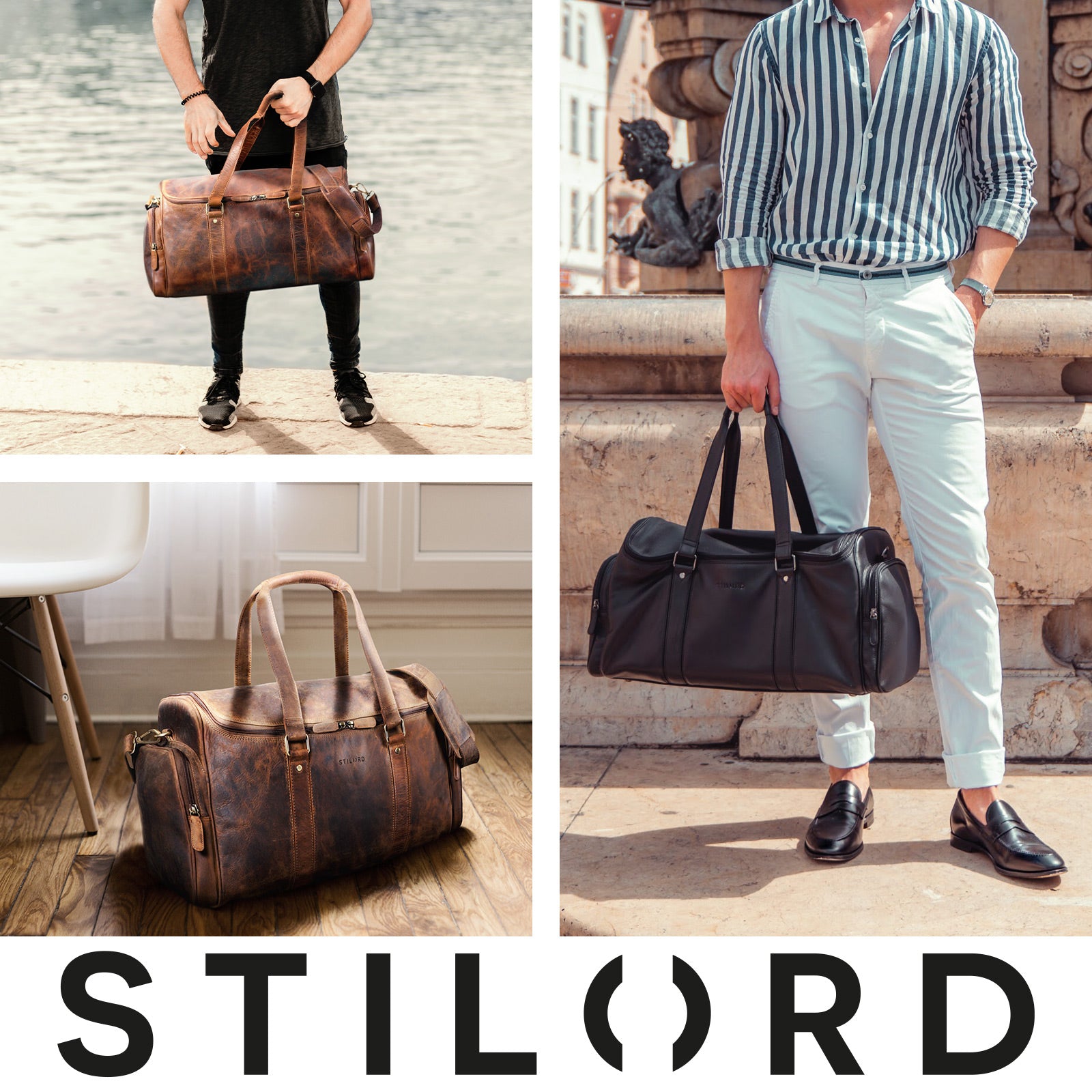 Leder Weekender Schultertasche Groß