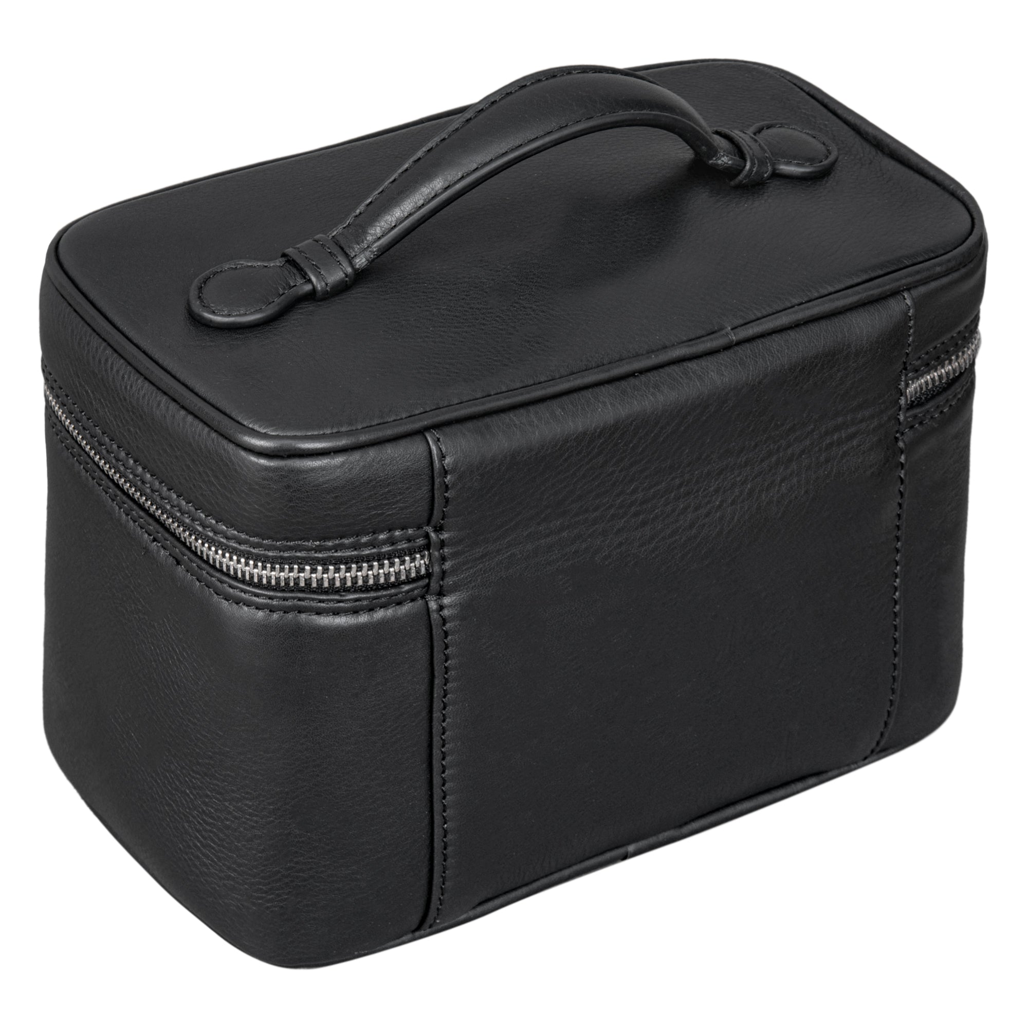 Leder Kulturtasche Männer schwarz