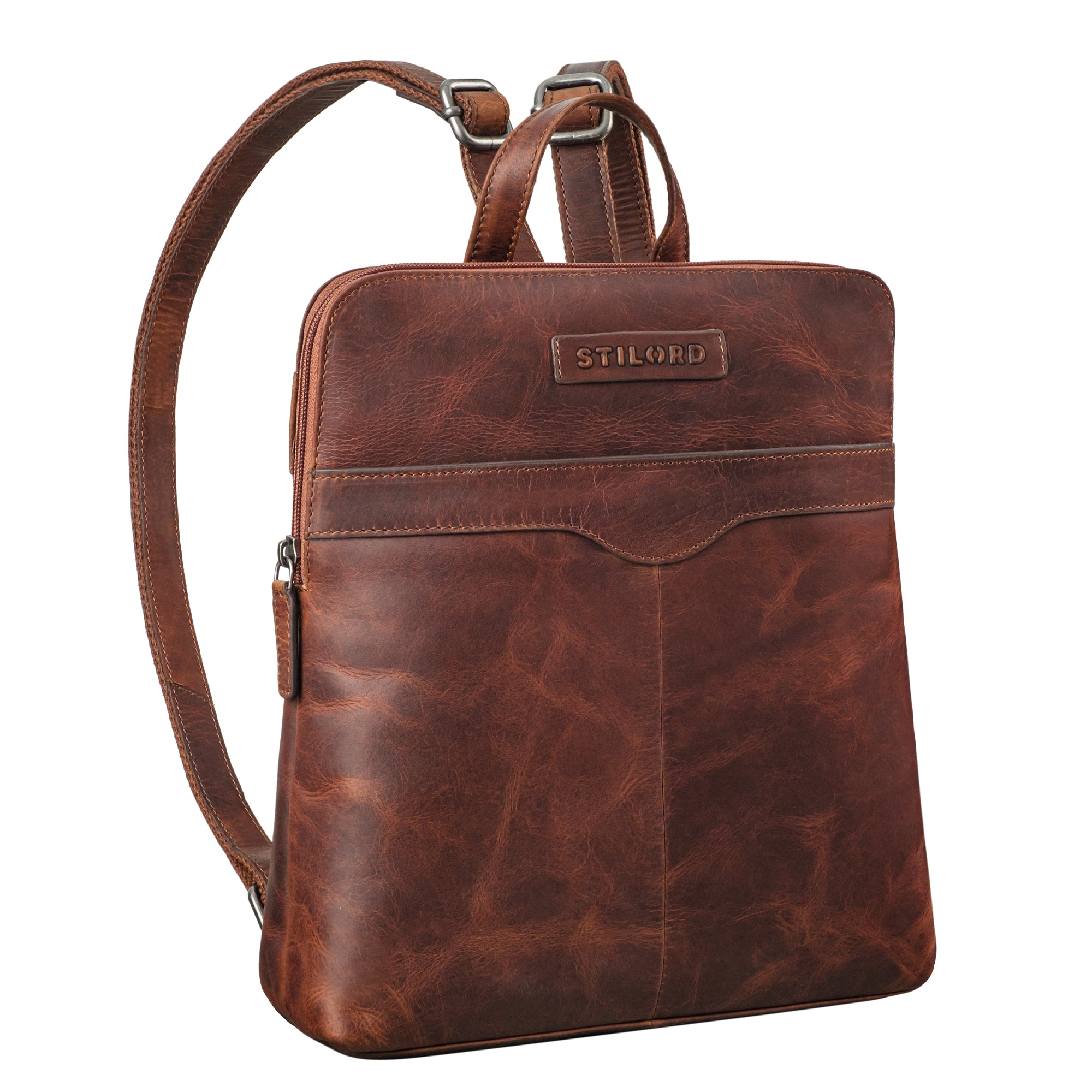 Cityrucksack Retro Cognac Leder Damen
