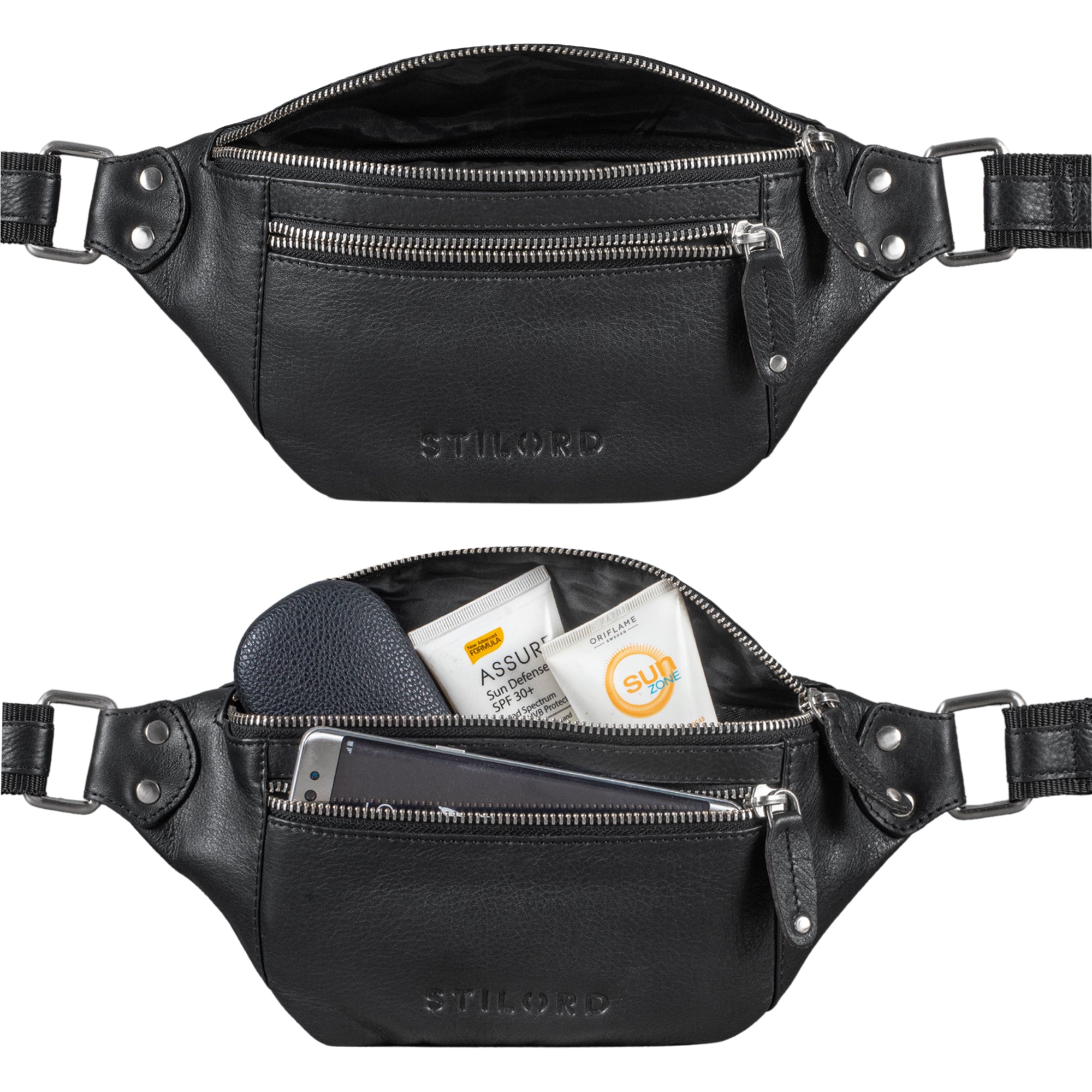 Leder Festivaltasche vintage schwarz