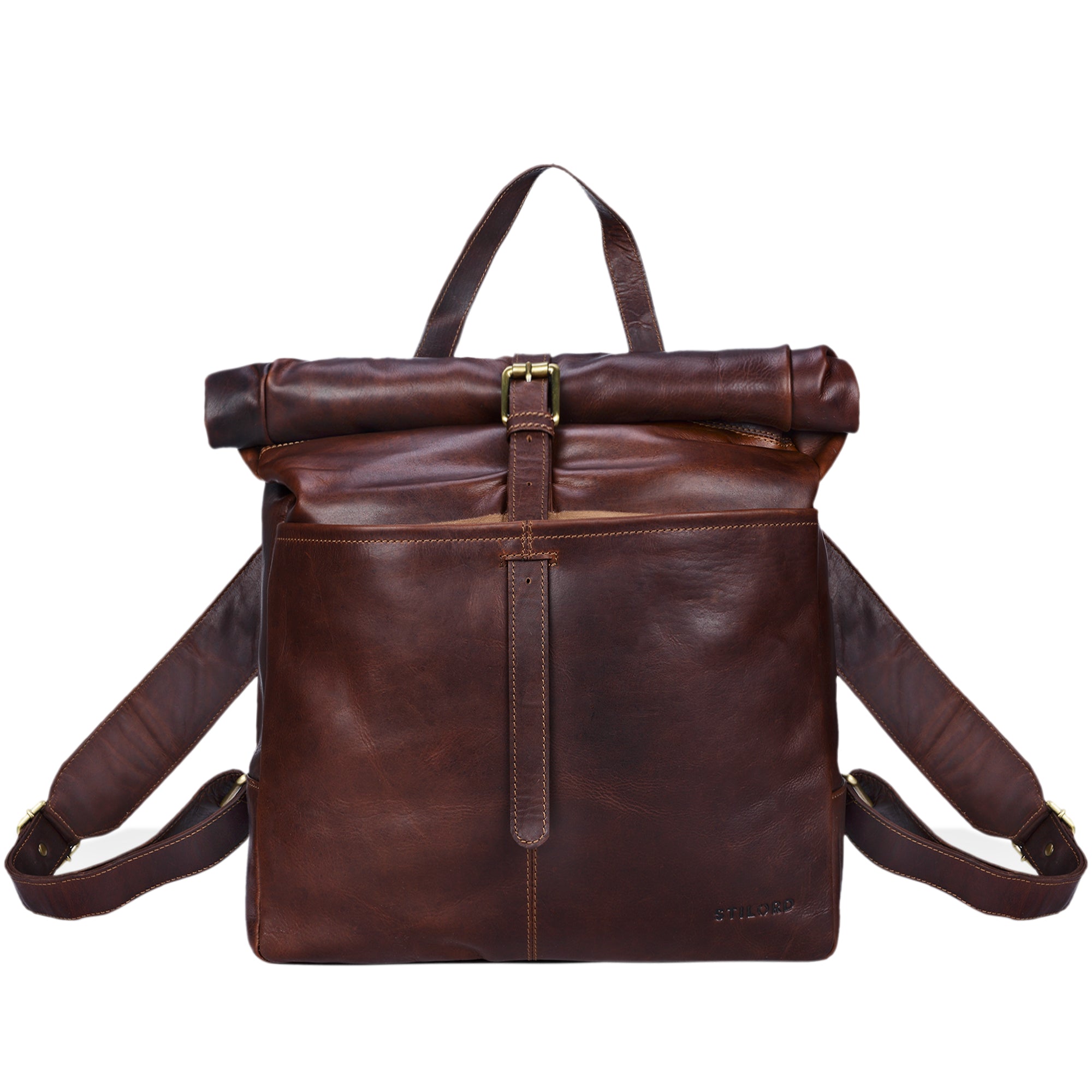 Leder Rucksack Roll Top Überschlag