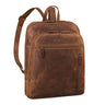 Damenrucksack Leder braun aus der schrägen Frontalperspektive