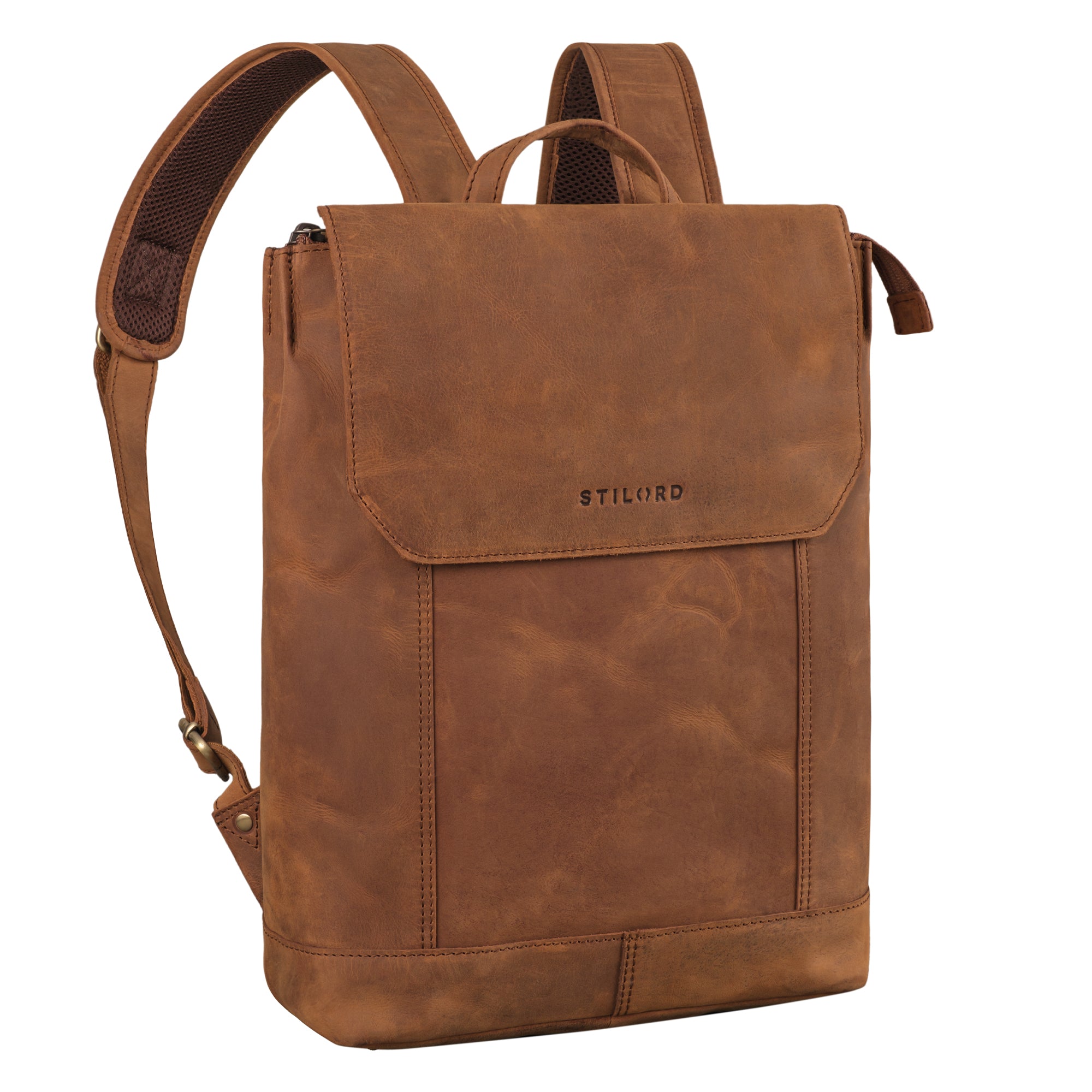Damen Rucksack Leder cognac