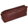 "Spencer" Vintage Læder Penalhus Med Lynlås Kosmetisk Organizer