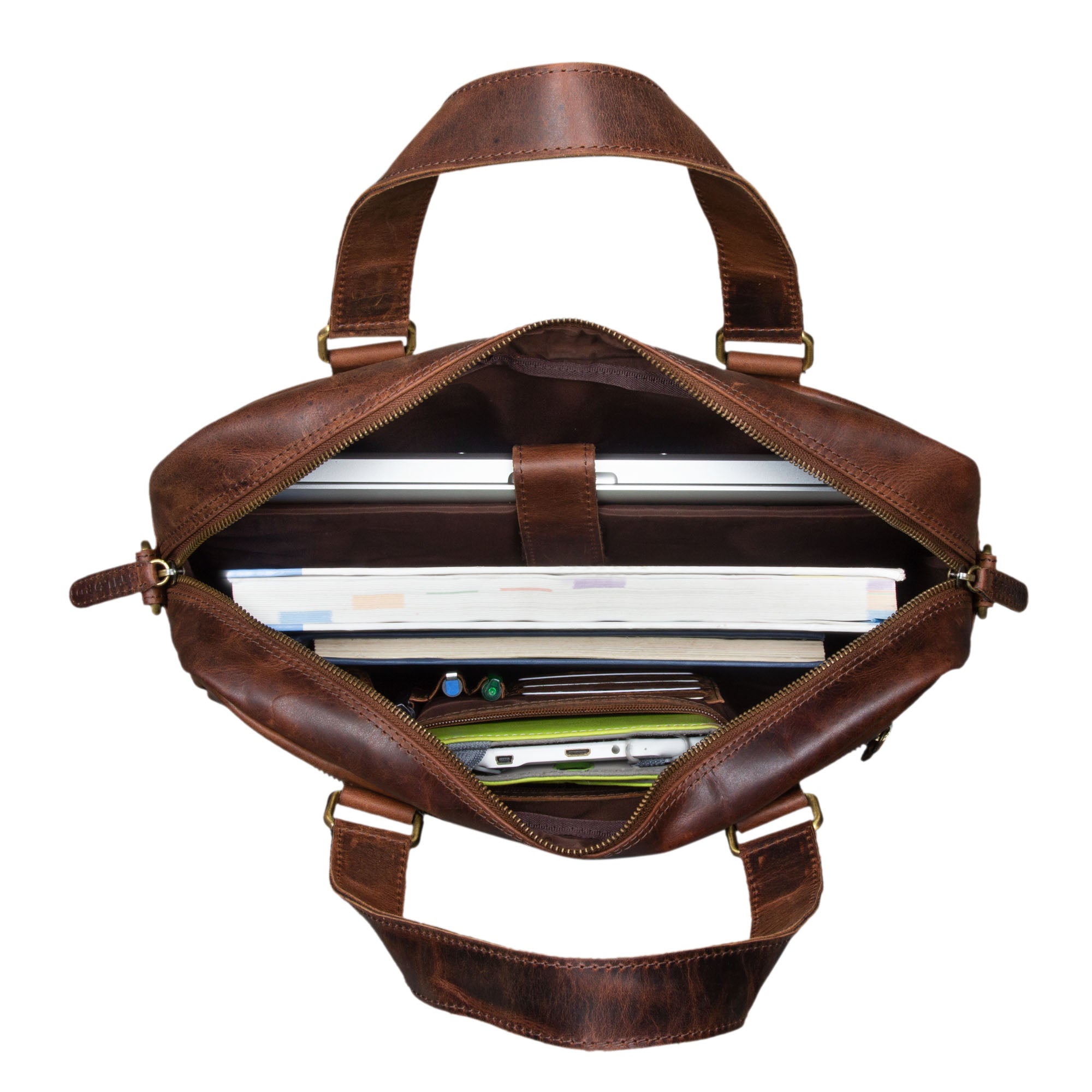 Leder Business Schultertasche Herren braun