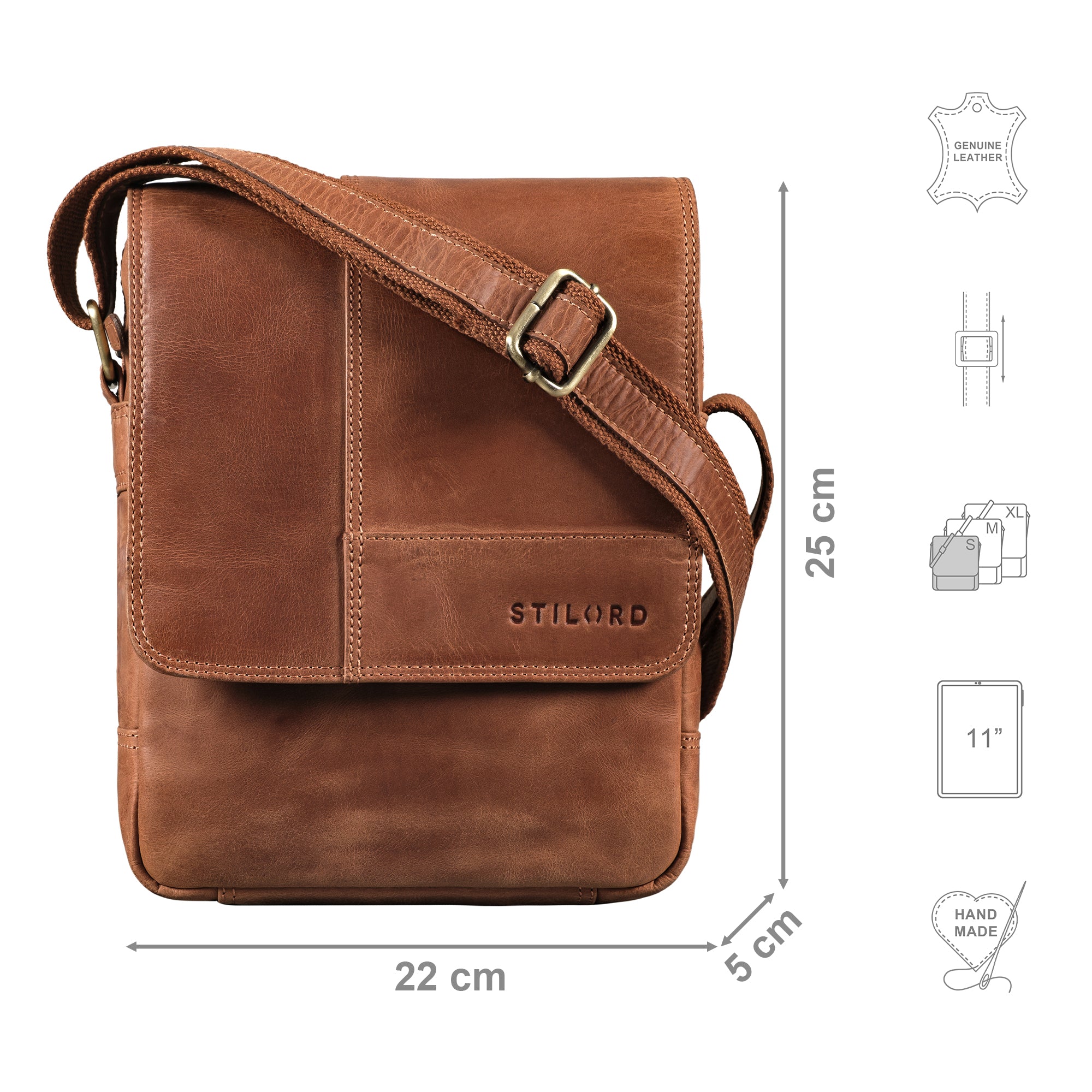 Herren Schultertasche klein braun