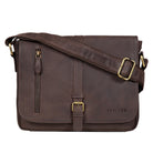 Retro Schultertasche Leder braun