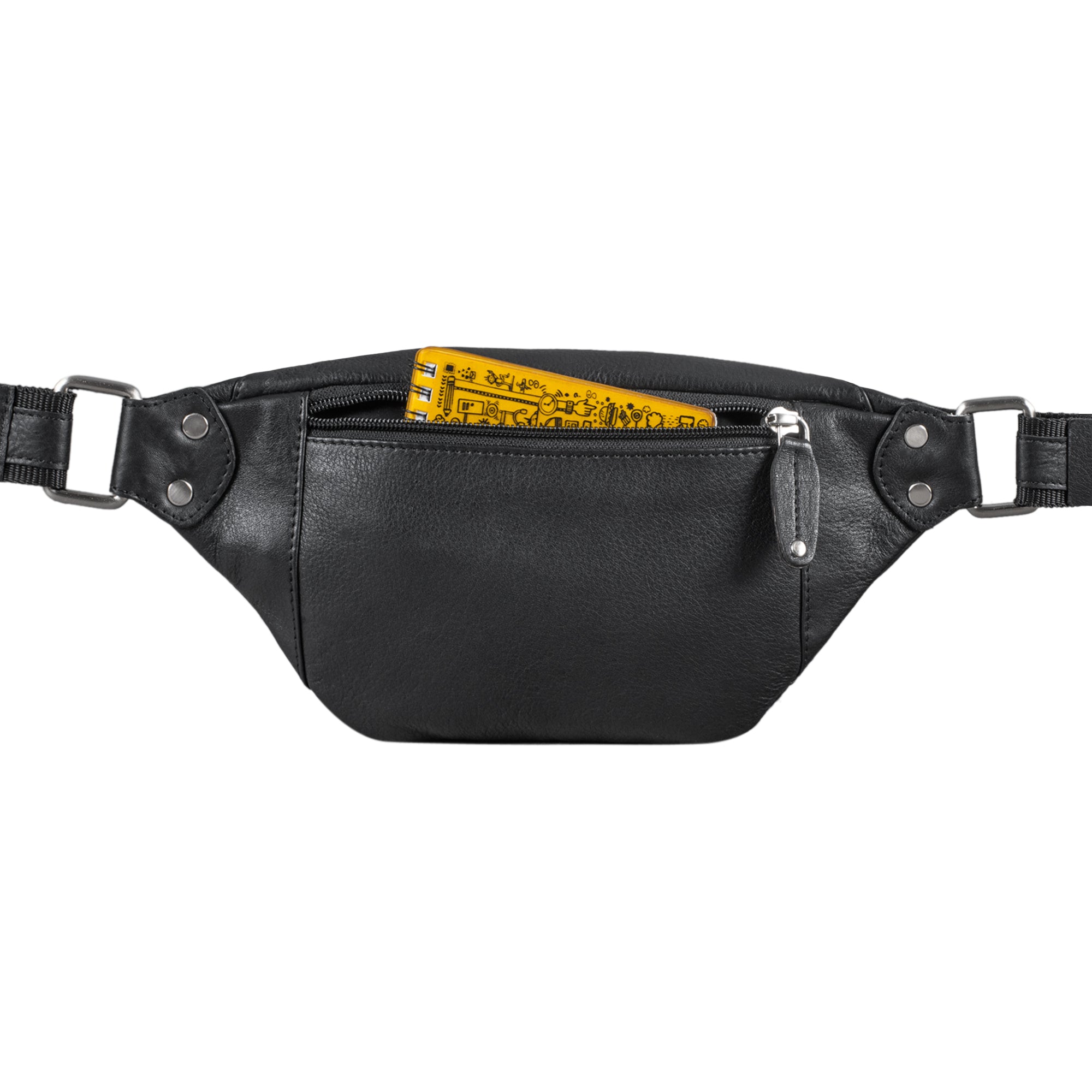 Schwarze Leder bauchtasche