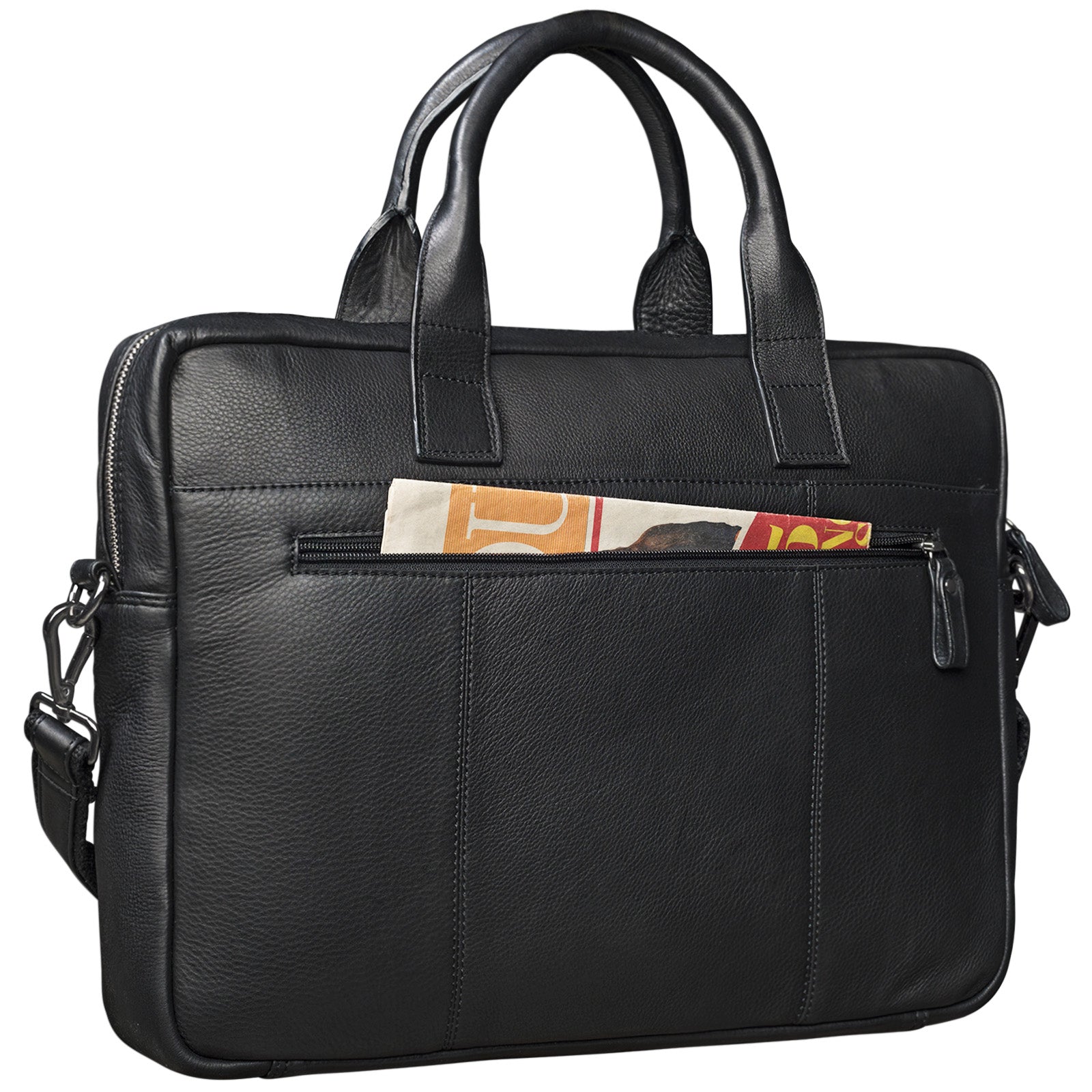 Laptoptasche Leder Schwarz