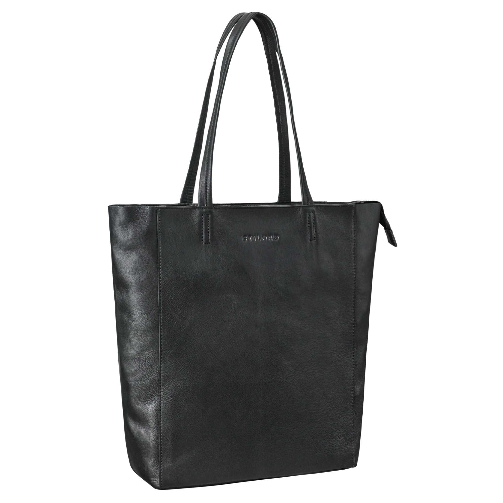 Schultertasche Damen Leder groß schwarz