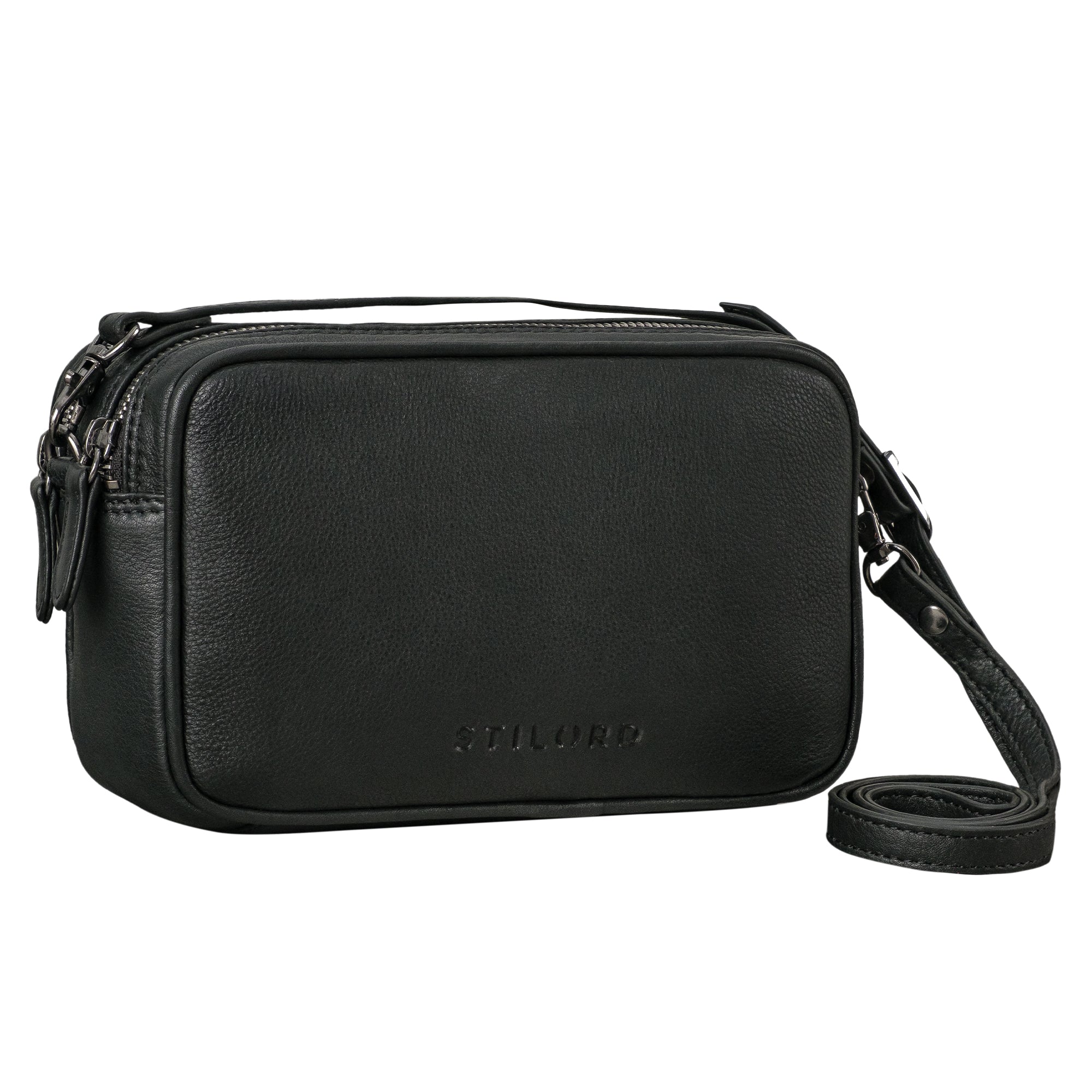 Crossbody Bag Damen schwarz Leder