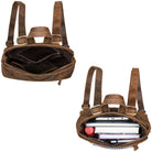 Rucksack und Tasche in einem Leder braun