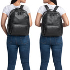 Daypack Rucksack Damen Leder schwarz