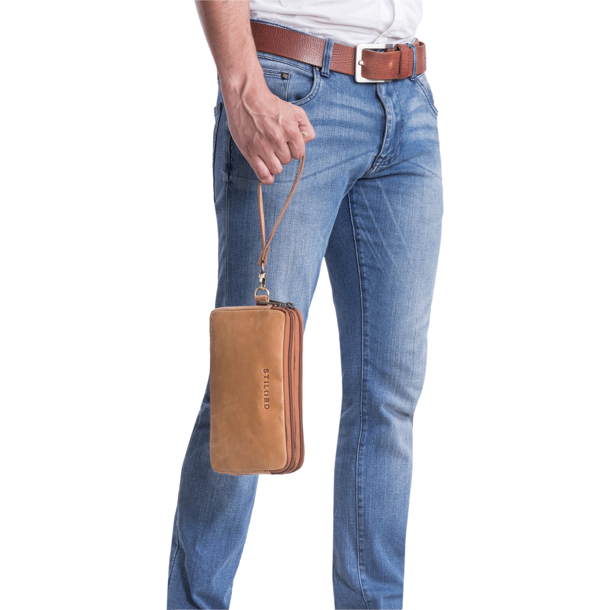 Modische Handgelenktasche aus echtem Leder