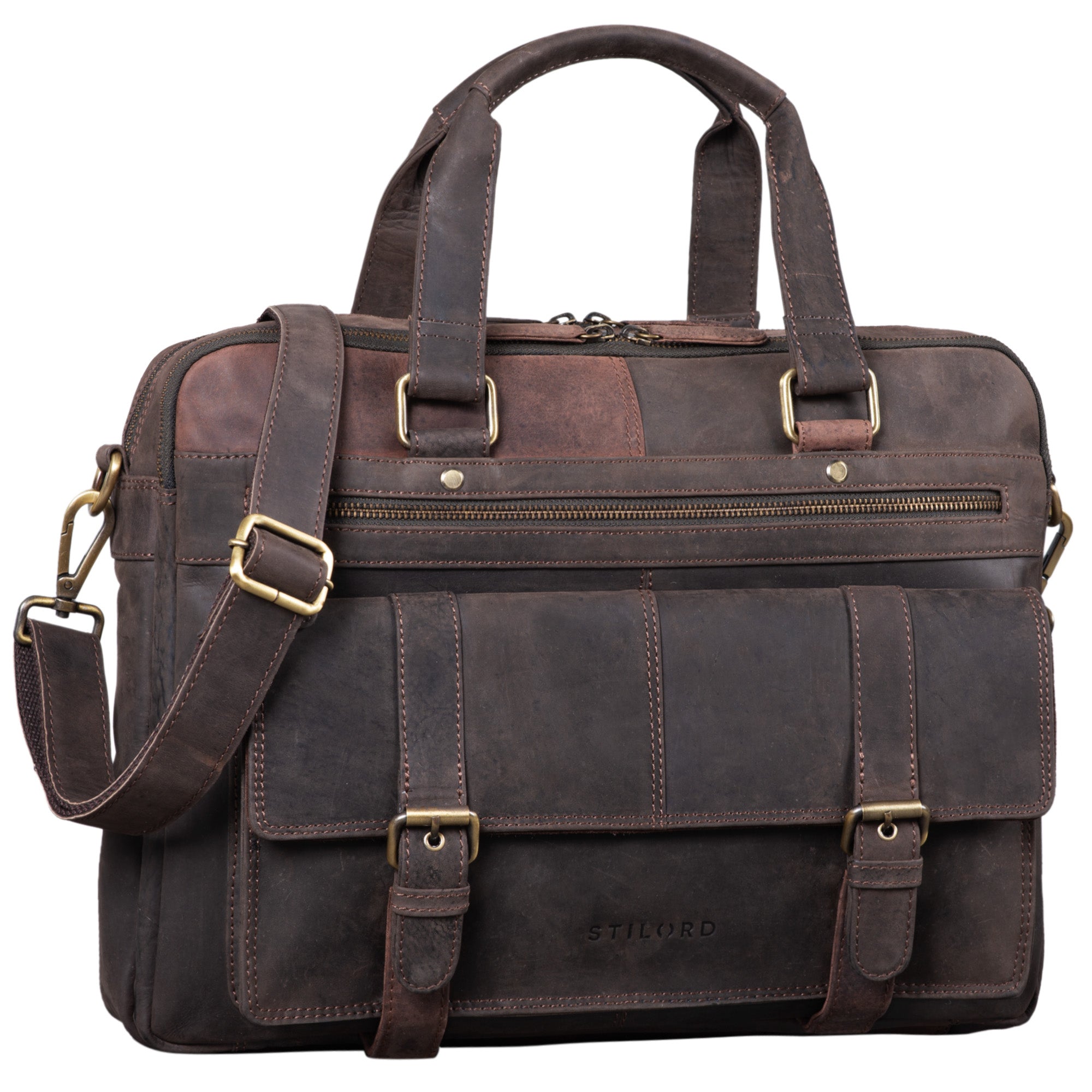 Vintage Businesstasche echtes Leder dunkelbraun