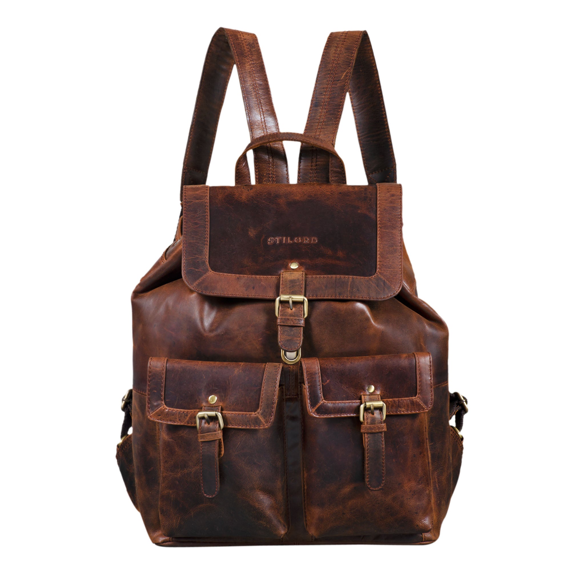Lederrucksack Frauen Vintage dunkelbraun