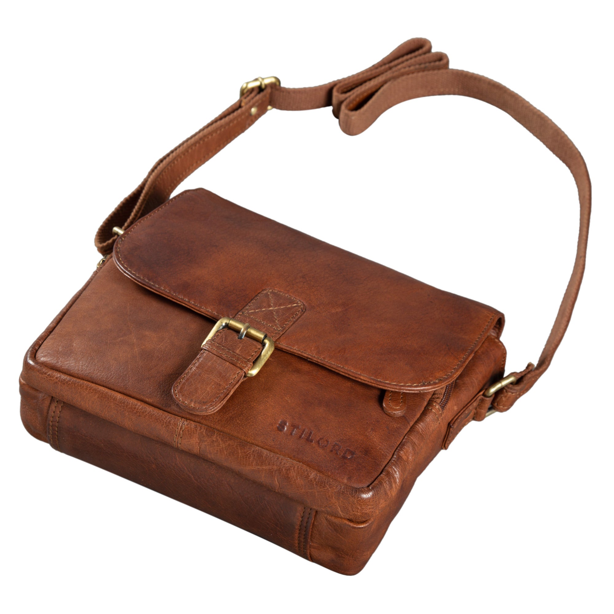 Herren Leder Handtasche braun