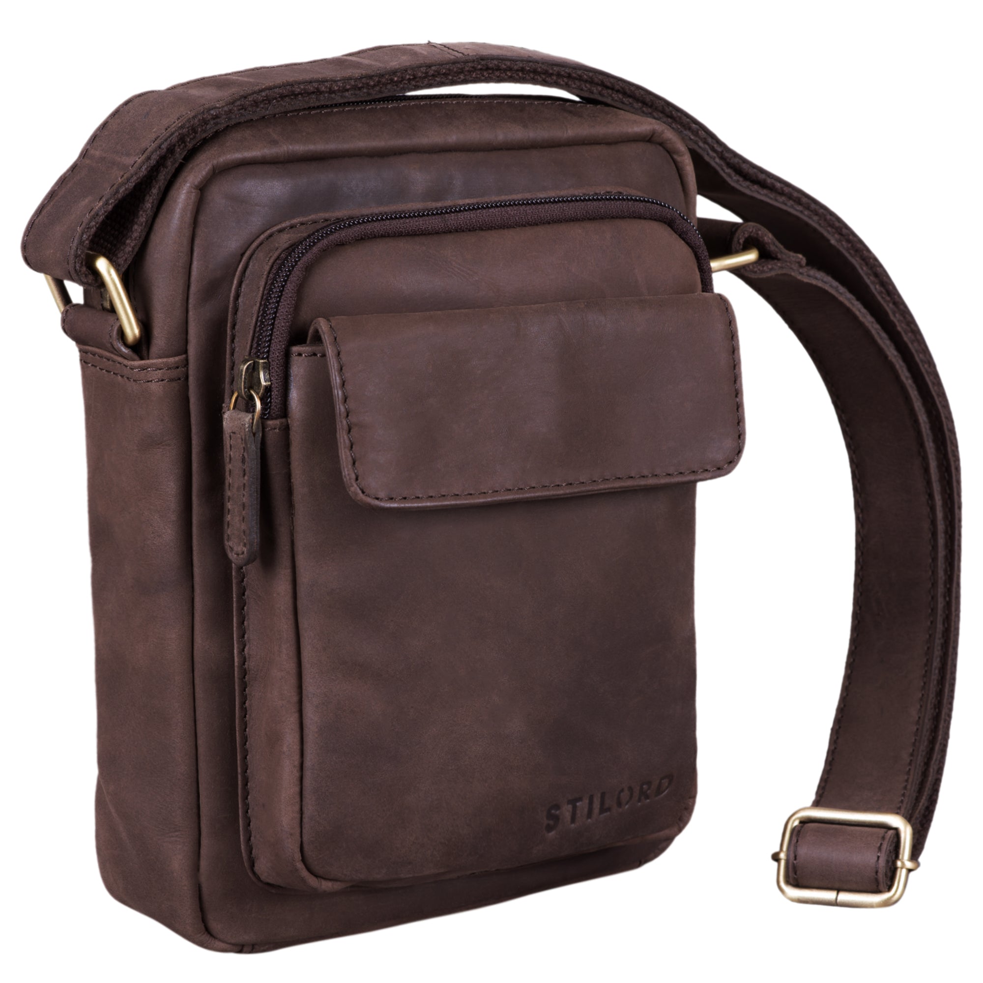 Leder Schultertasche Vintage braun