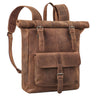 "Herakles" Premium Læder Rolltop Rygsæk 17" Laptop Stort Vintage