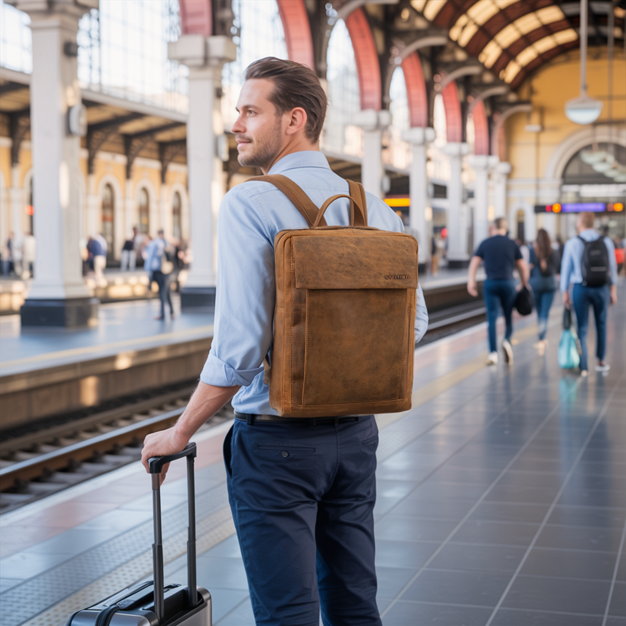 reise leder arbeitsrucksack herren groß braun