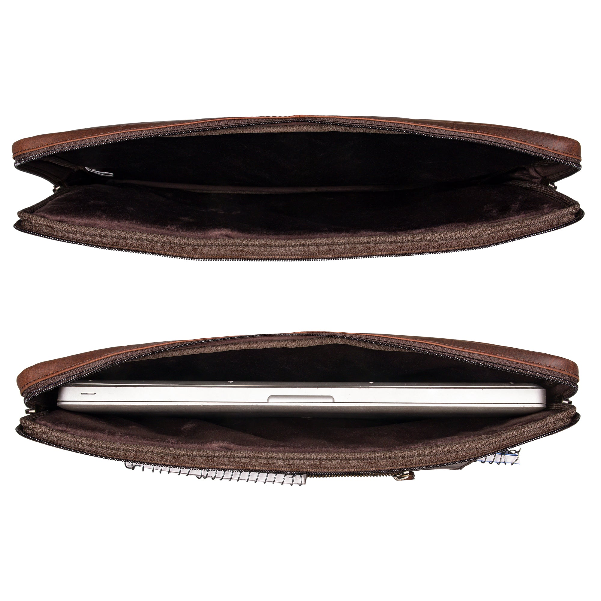 braune Laptop Hülle aus Leder