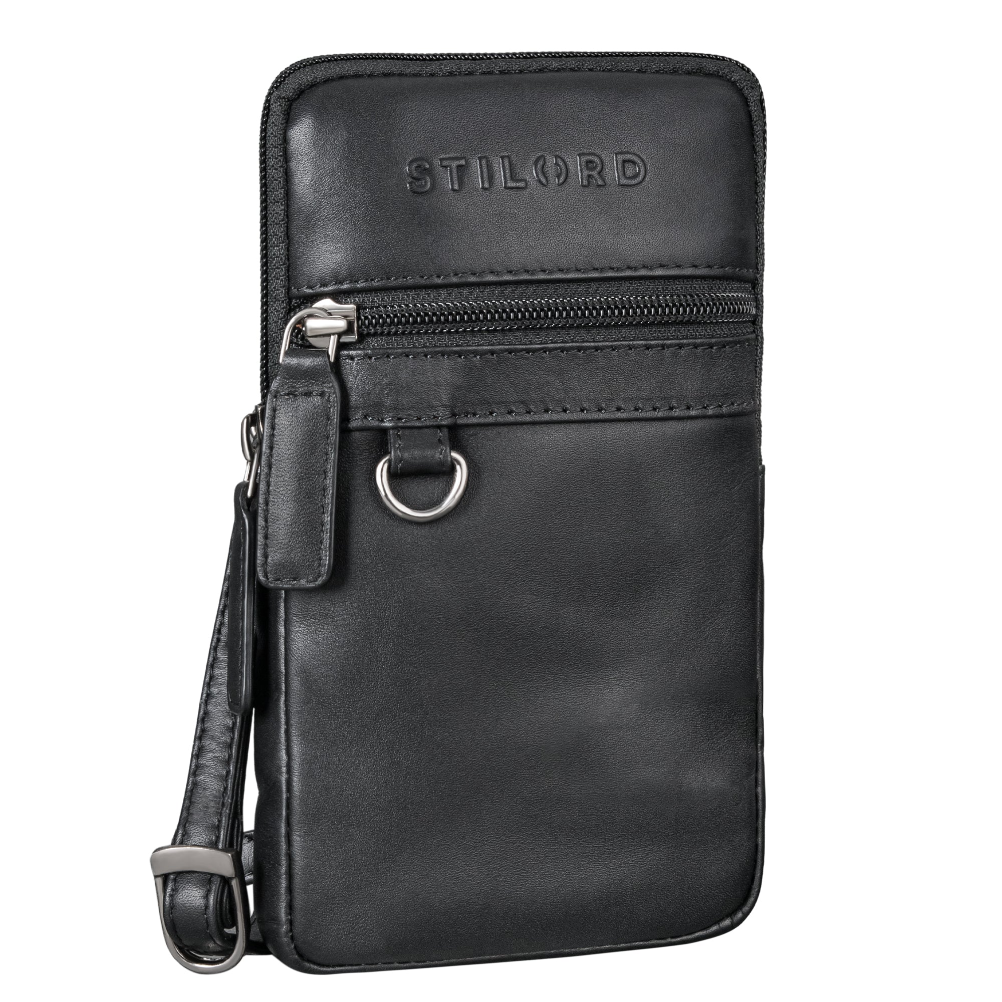 Ledertasche mit Gürtelschlaufe Herren Schwarz