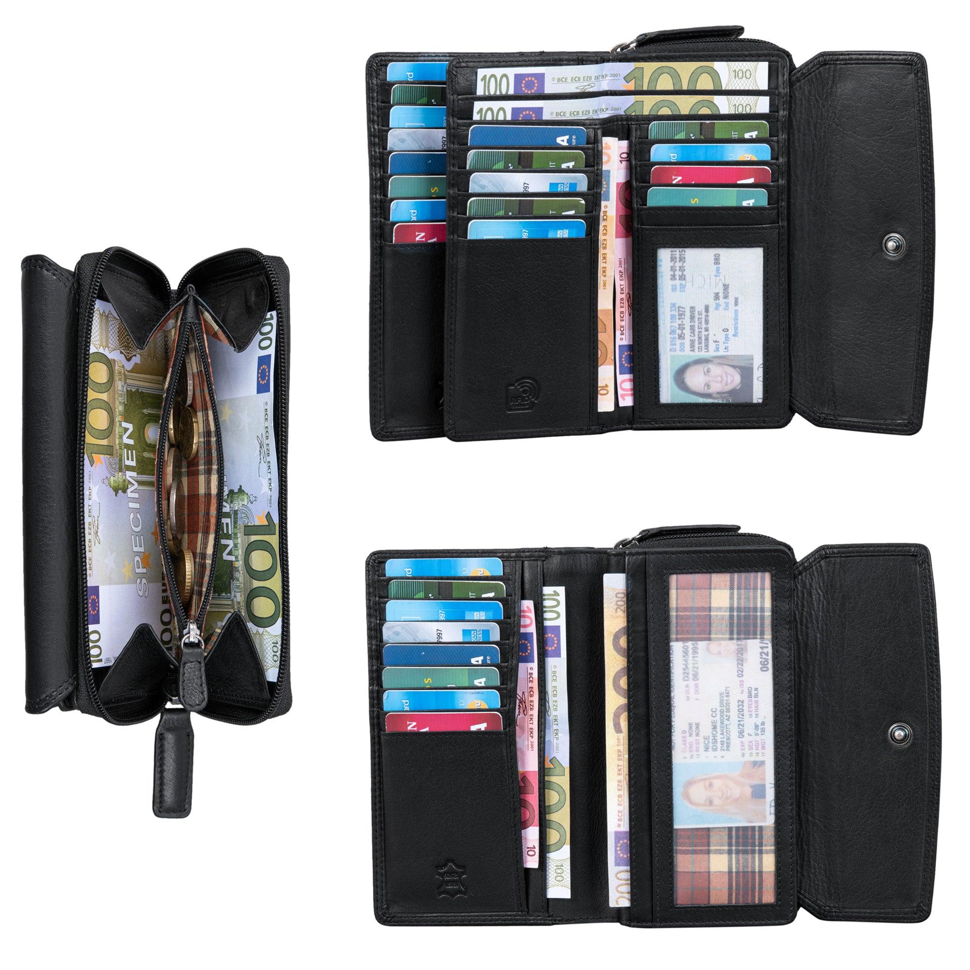 geldbörse damen leder groß schwarz