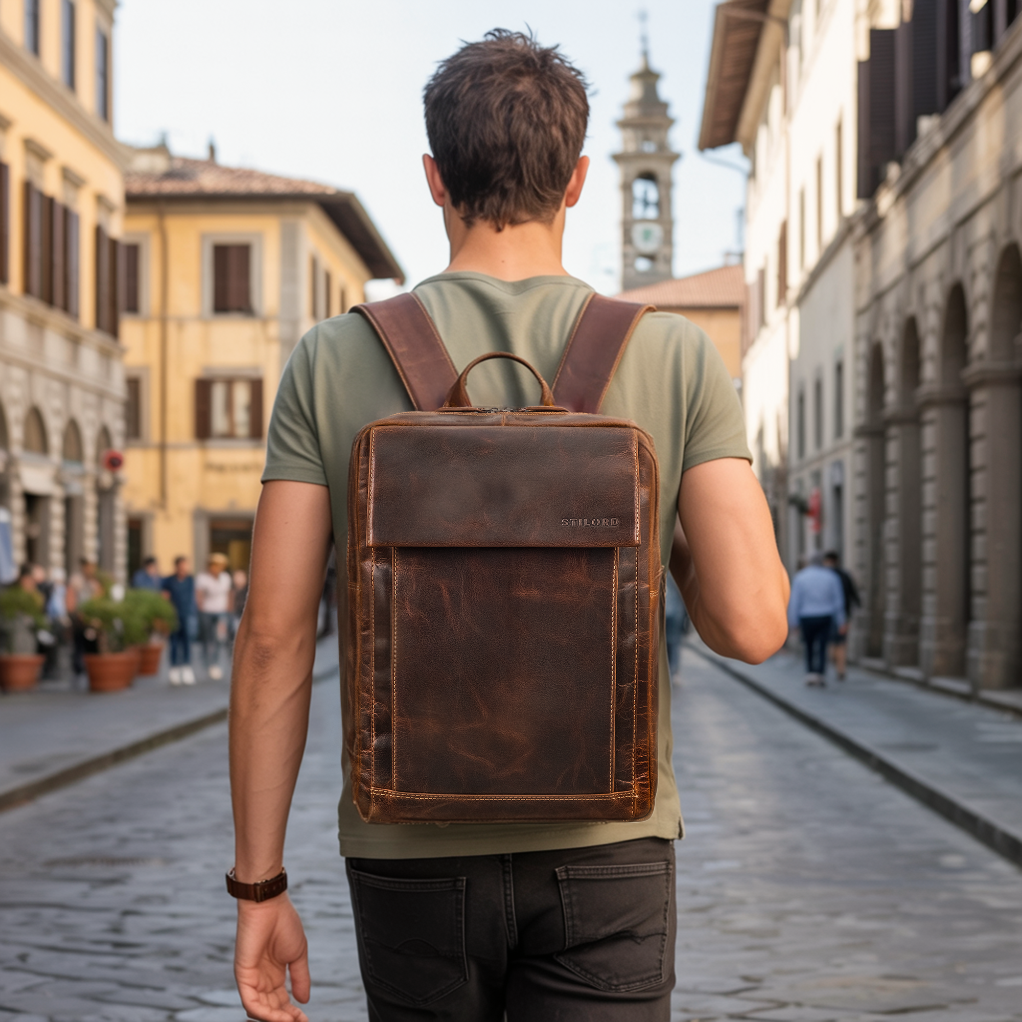 damen echt leder rucksack für herren braun groß