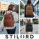 Dunkelbrauner Echtleder Laptoprucksack 15.6 Zoll für Damen
