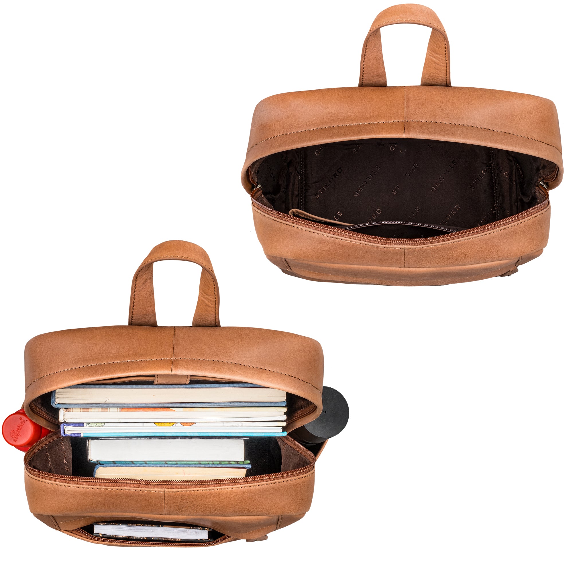 Eleganter Leder Rucksack braun damen