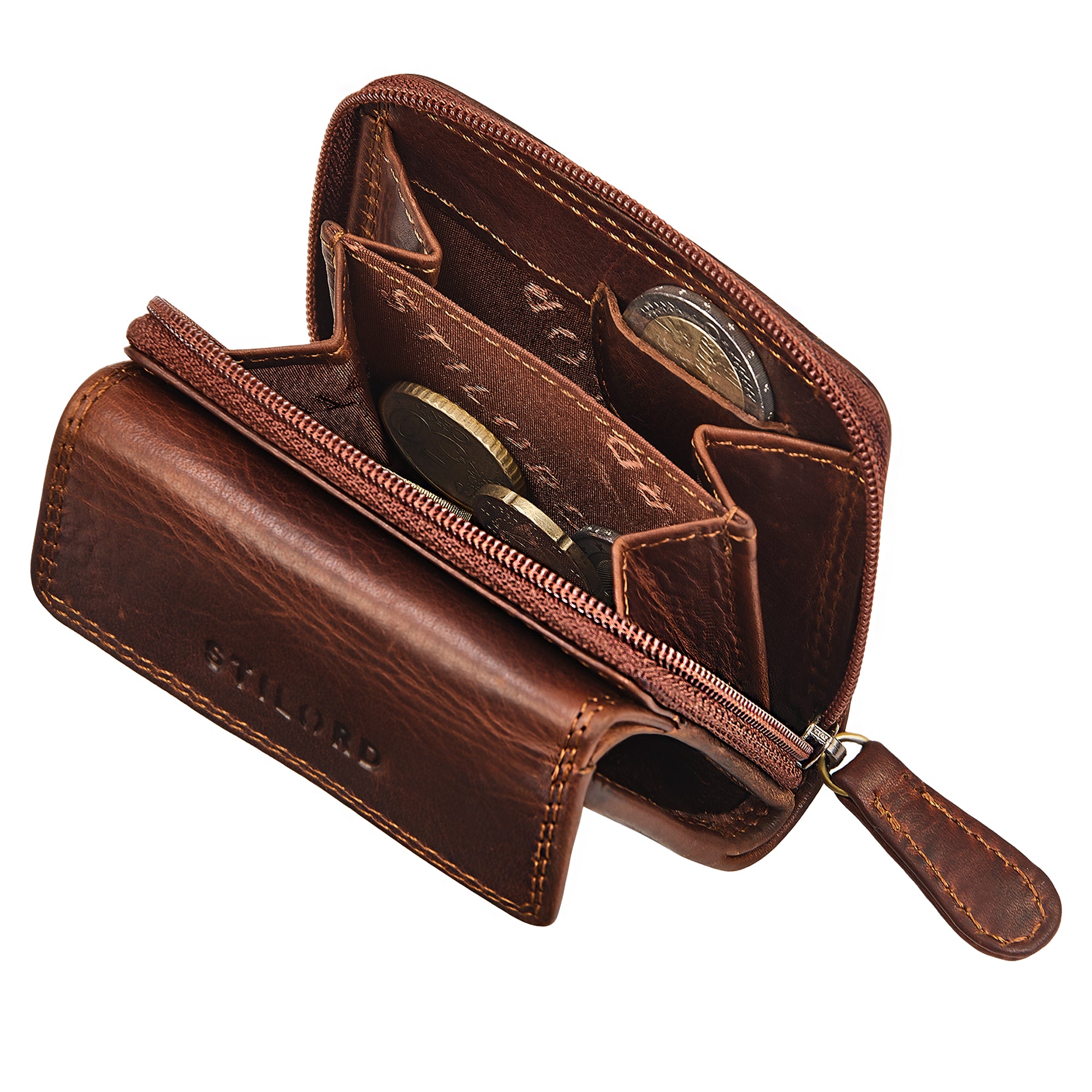 leder geldbörse damen cognac klein
