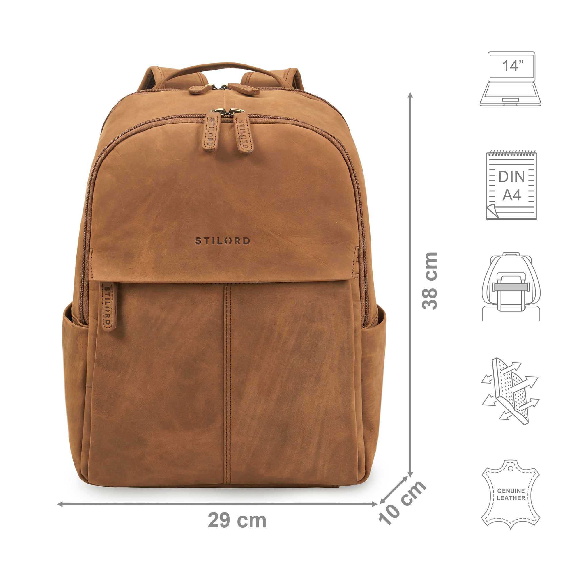 Herren leder rucksack damen braun