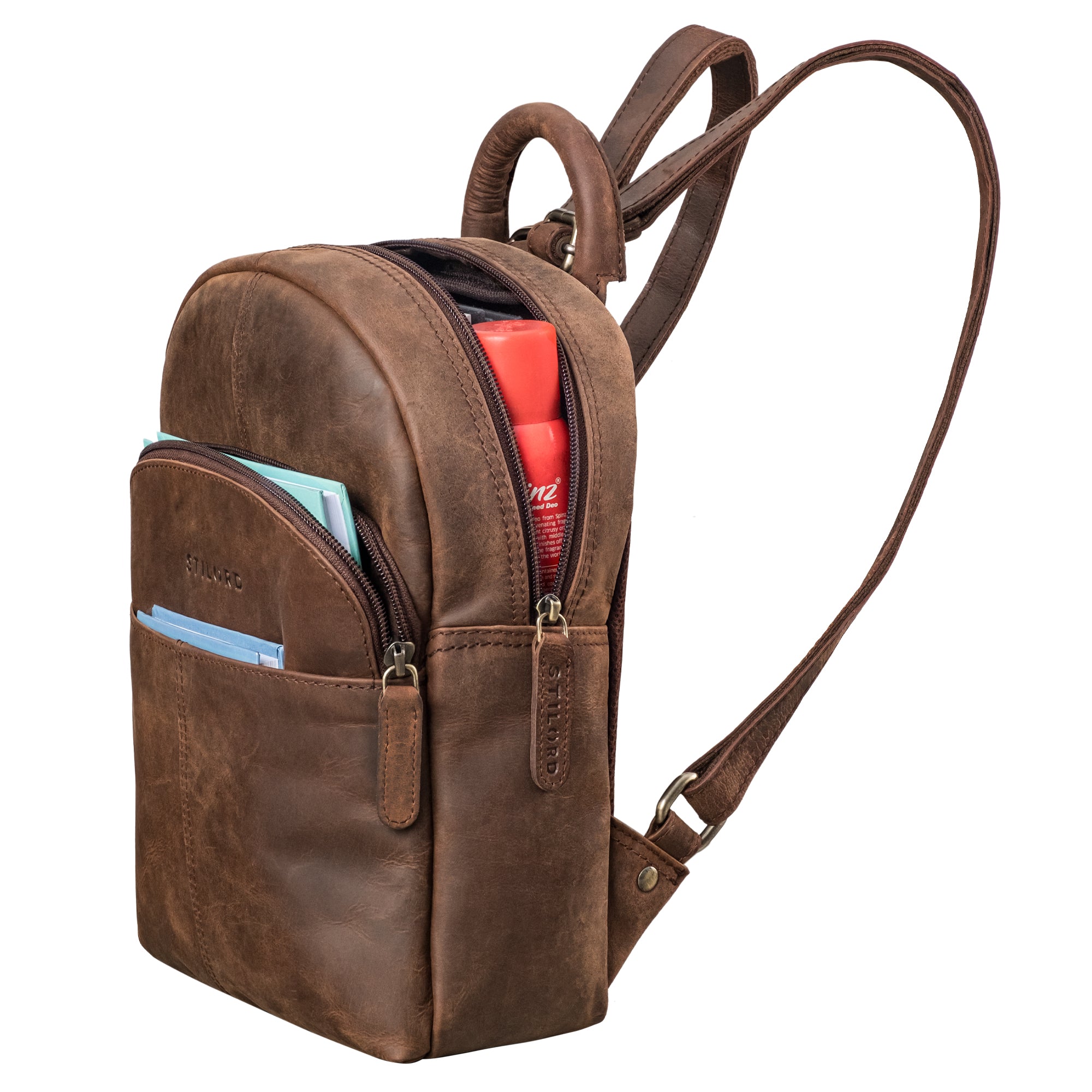 kleiner damenrucksack dunkelbraun leder