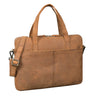 Schmale Laptoptasche 15.6 Zoll Leder Aktentasche Herren Braun mit Schultergurt & Griff
