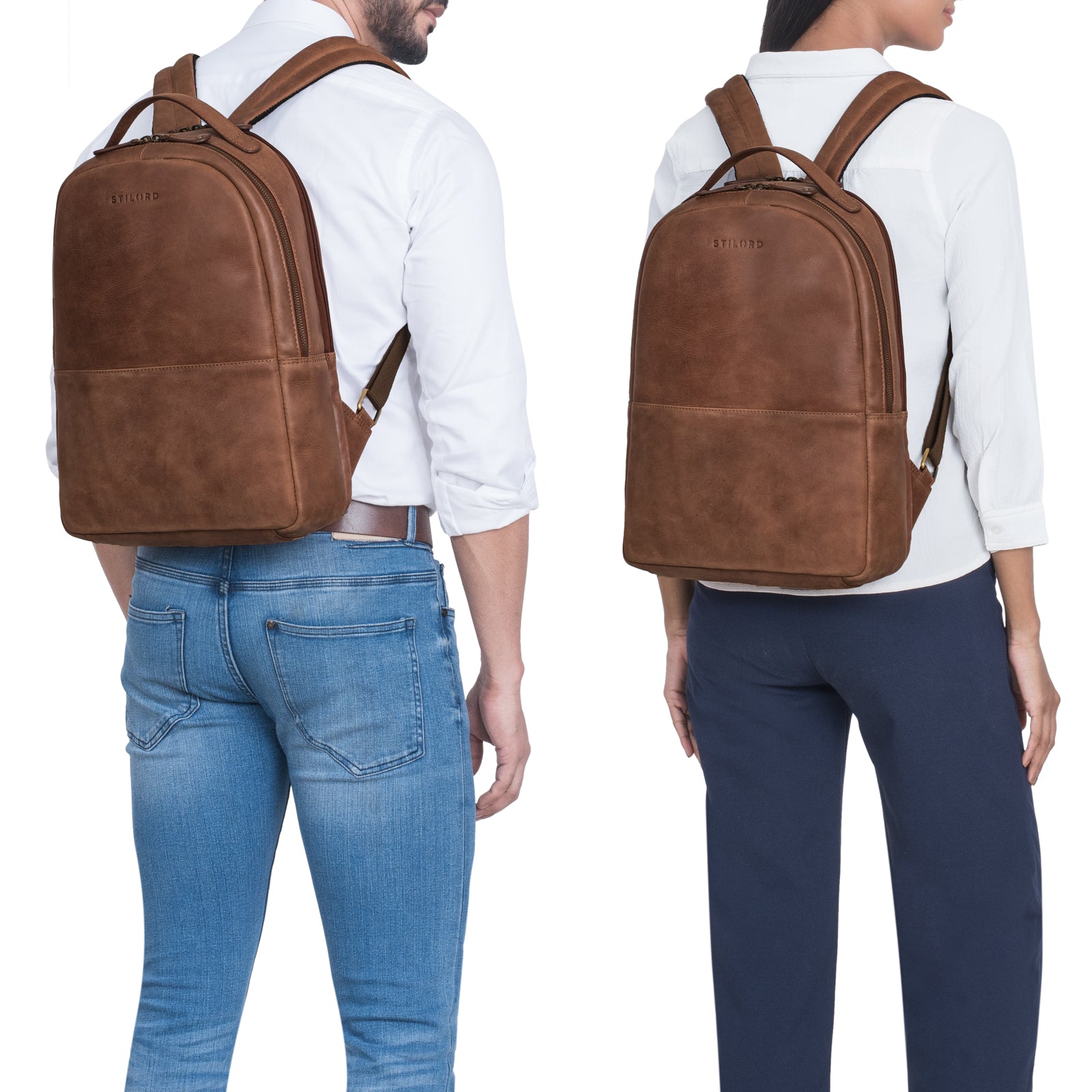 Leder Rucksack laptop damen business herren braun