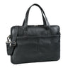 Schmale Schwarze Laptoptasche 15.6 Zoll Leder Aktentasche Herren mit Schultergurt & Griff