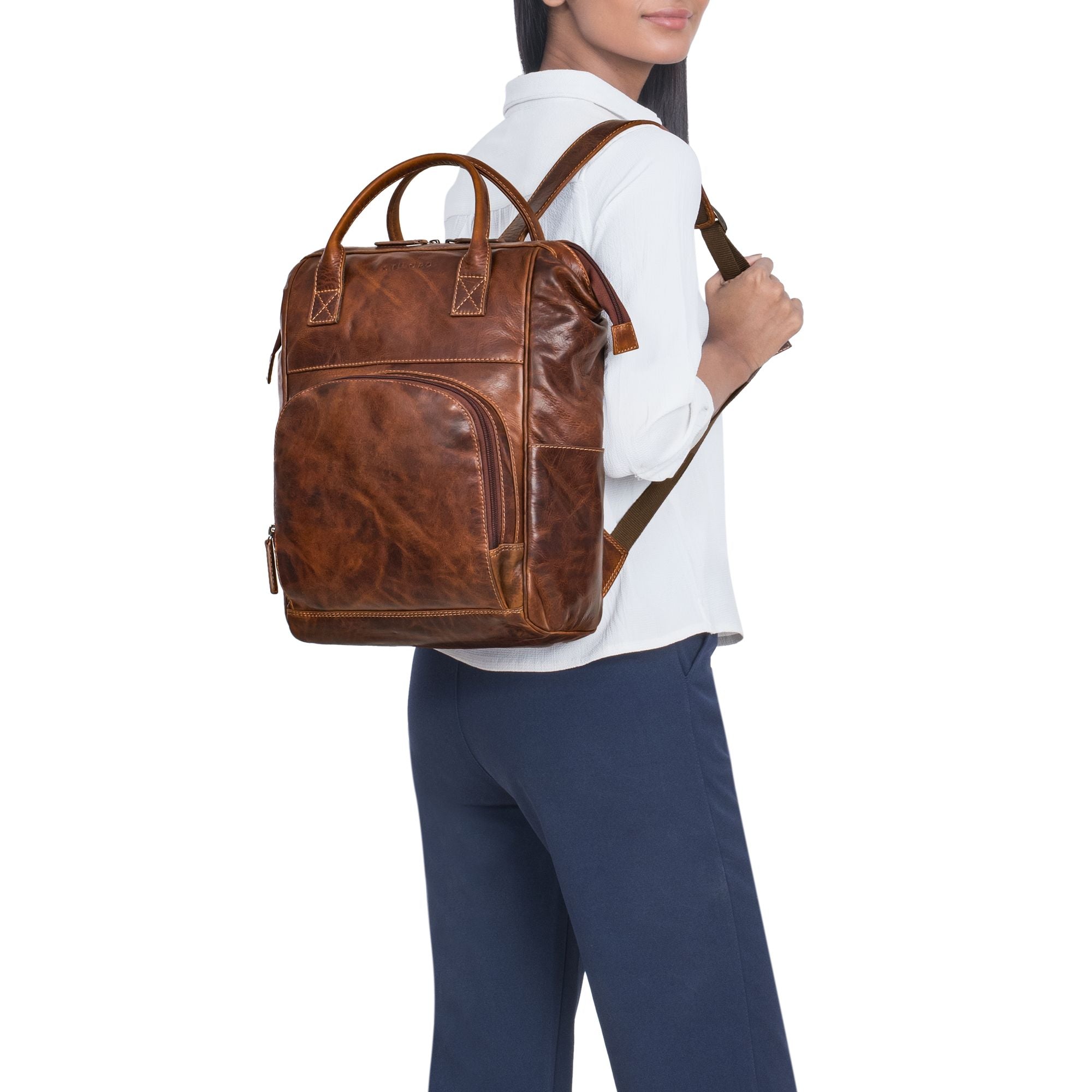 Lederrucksack Damen braun