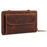 "Monica" 4 i 1 Damepung I Læder Med Mobilrum Vintage Clutch Taske
