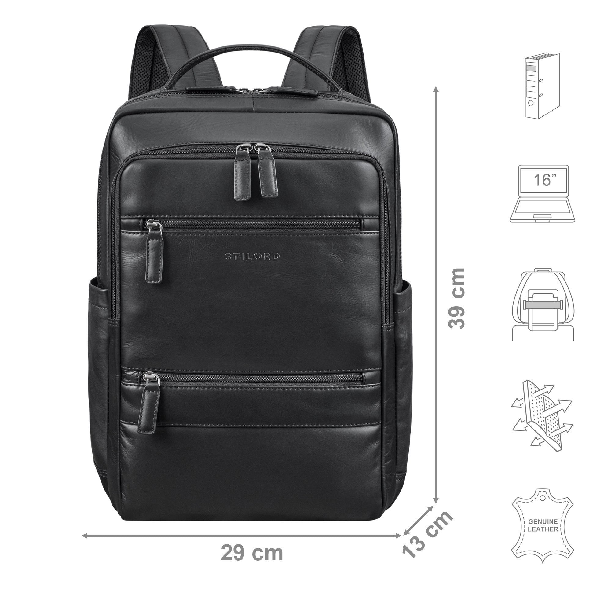 Damen Rucksack leder wasserdich schwarz