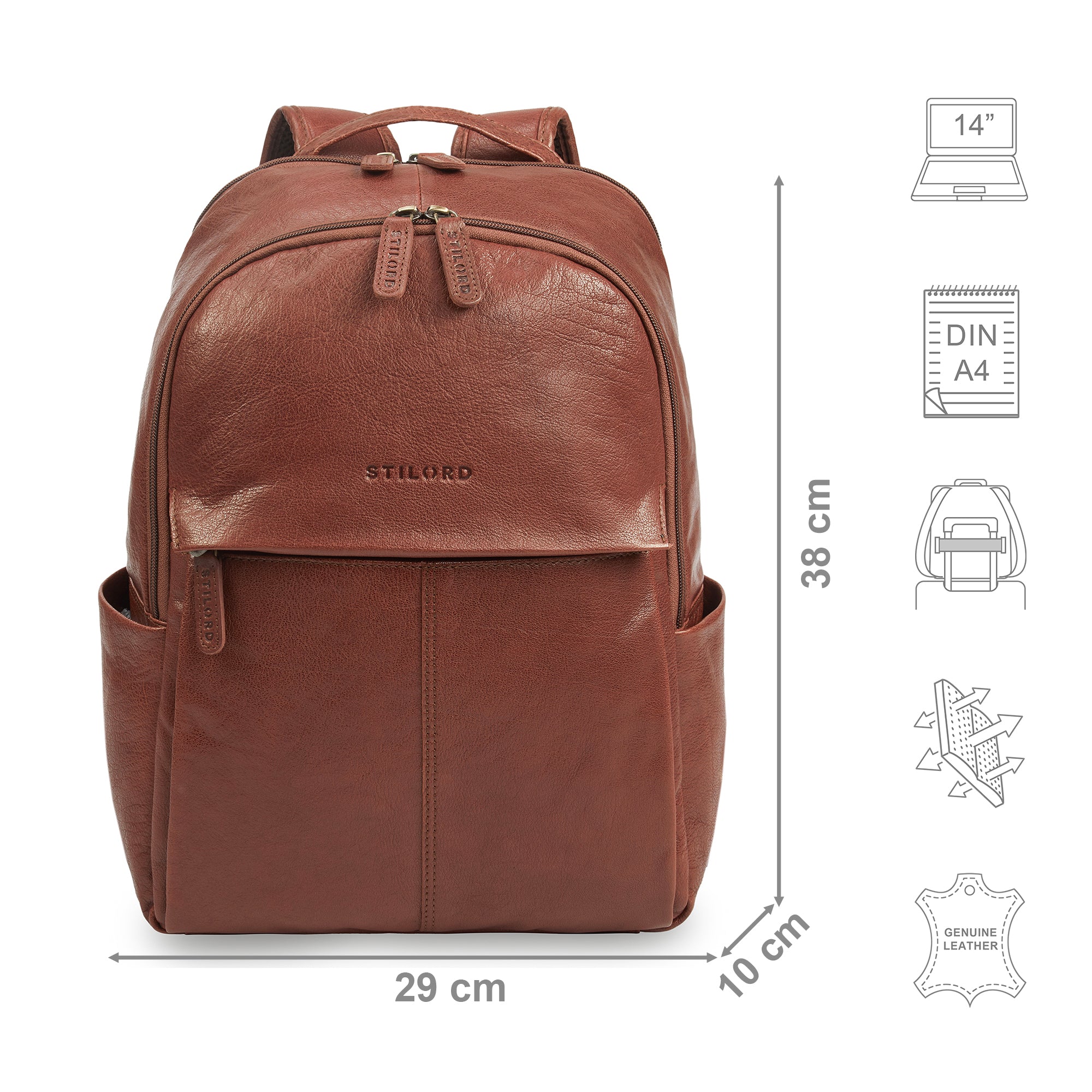 Leder rucksack für die arbeit braun